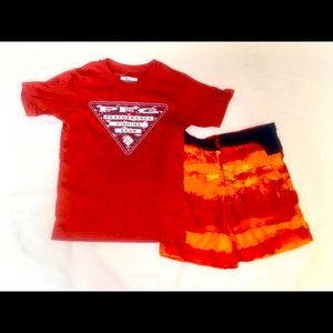 Boys outfit north face shorts Columbia shirt